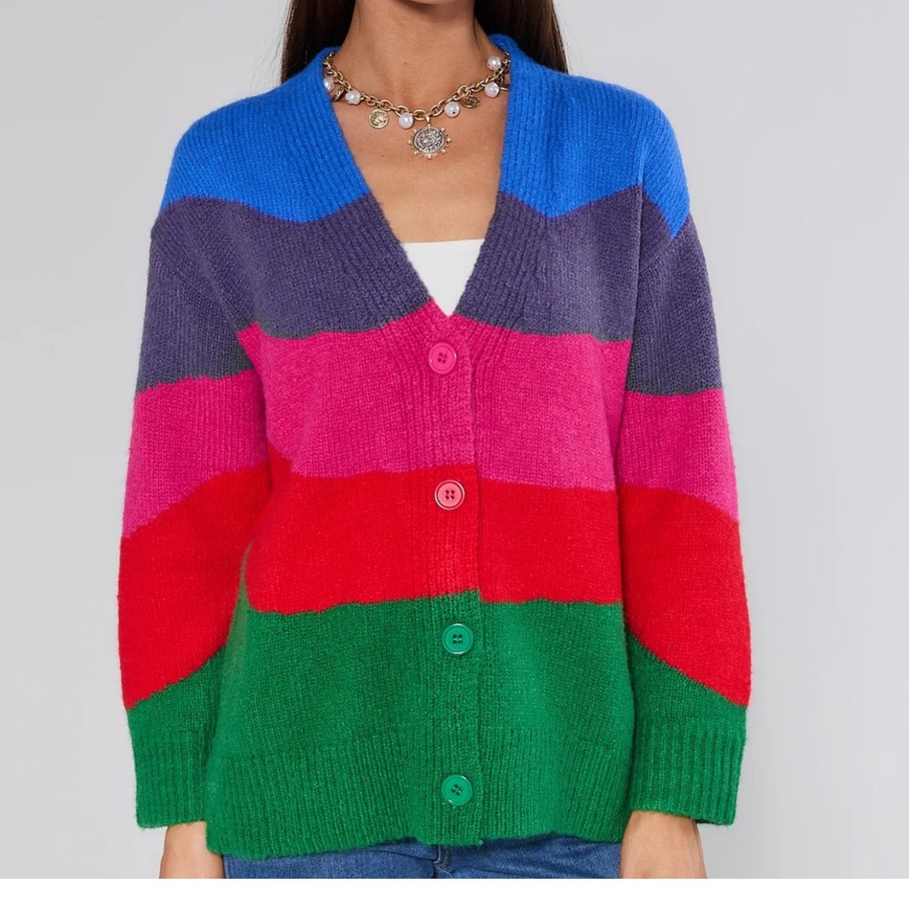 Avara Brandy Multi Striped Knit Cardigan